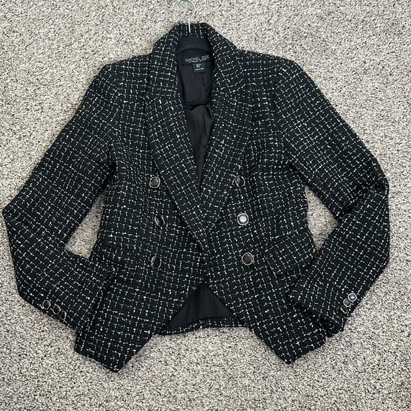 Rachel Zoe black and sliver tweed jacket size small - Picture 8 of 12